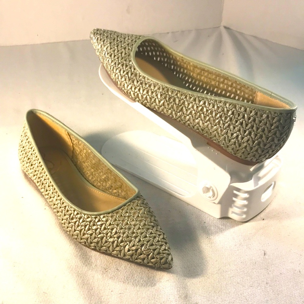 Sam Edelman Woven Pointed-Toe Flats in Natural Straw